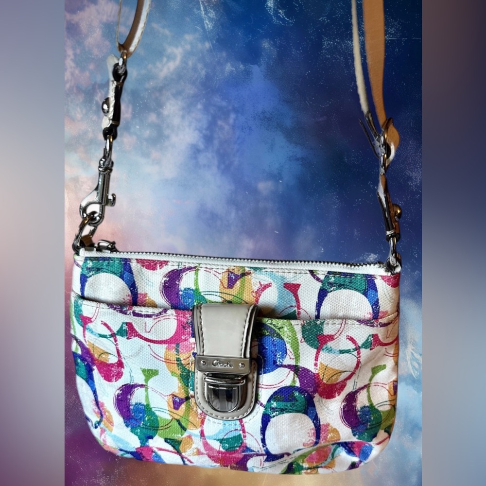 COACH Poppy Multicolor Stamped Signature C Crossbody- Y2K